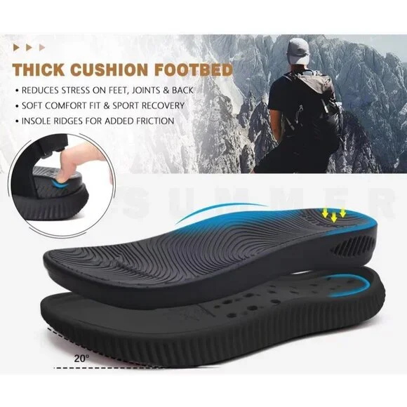 Casual Hiking Sandals Men's Black Athletic Sports Walking Fisherman Shoes - Picture 9 of 10